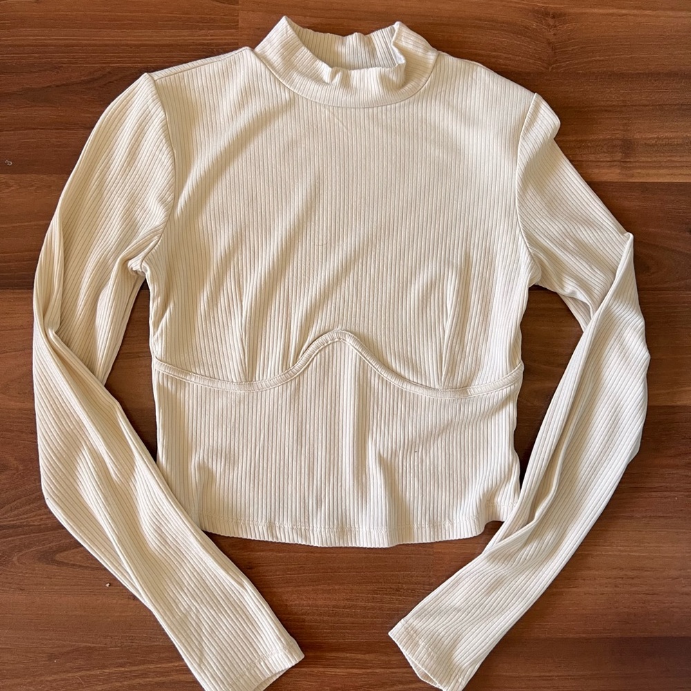 Dynamite bustier corset longsleeve ribbed crop top